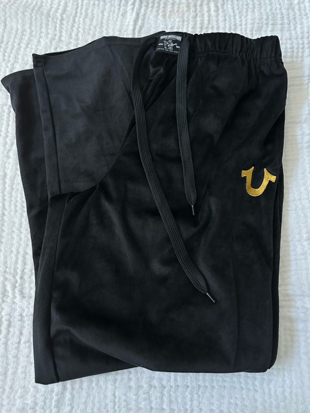 True Religion Black Velour straight-Leg Sweatpants - Picture 12 of 13